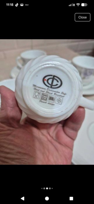 Set cesti cafea elegante, portelan, cu farfurioare NOI stil franțuzesc
