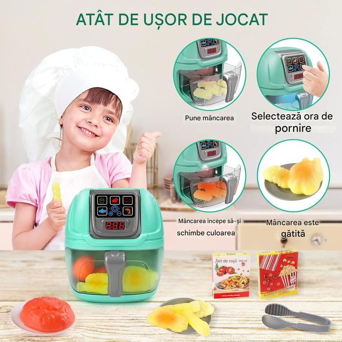 Mini AirFryer de Jucarie, Alimente si Accesorii Incluse, Joynix