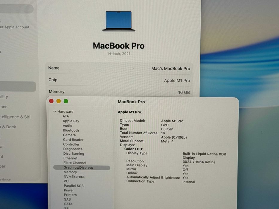 MacBook Pro 14`M1 Pro/10 CPU/16 GPU/1000GB SSD/16GB RAM/Батерия 83%
