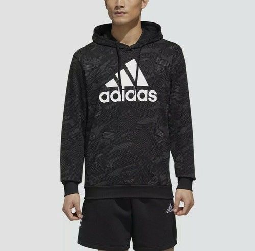 черное худи adidas Essentials Allover Print Hoodie