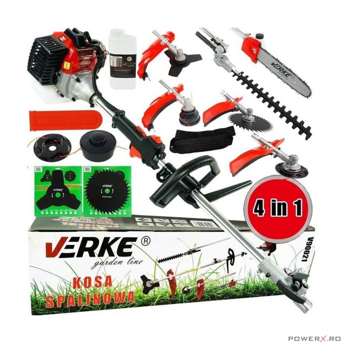 Motocoasa multifunctionala 4in1, fir, disc, cap drujba, cap gard viu,