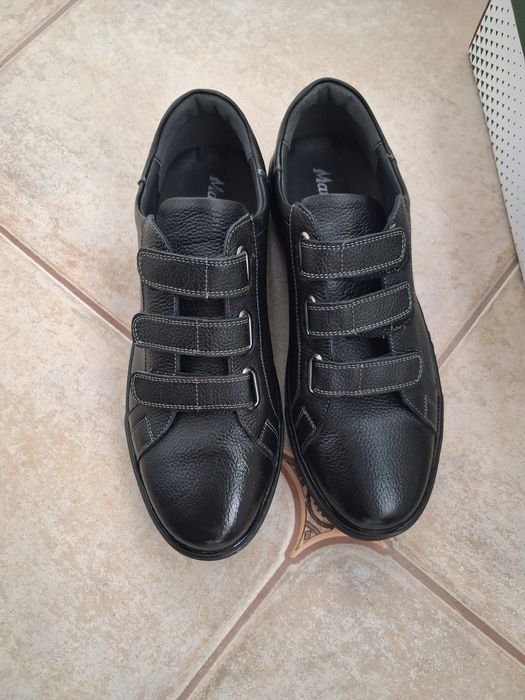 Pantofi Marelbo, negru, piele naturală, închidere scai, mărimea 43