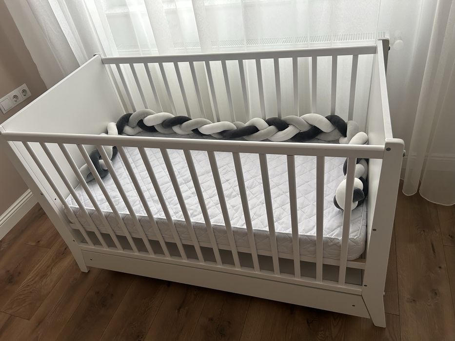 Patut bebelus lemn alb 120/60