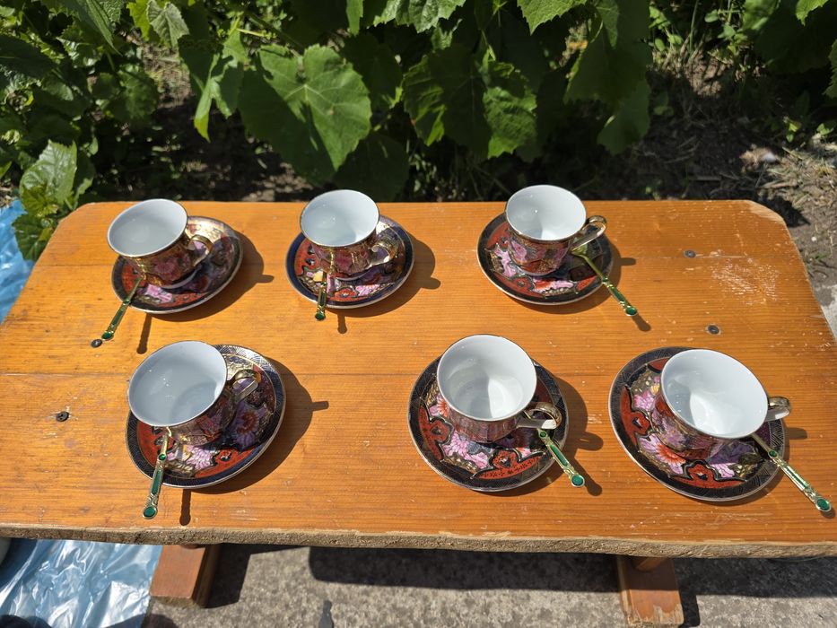 Set vintage de 6 cești pentru cafea espresso sau ceai, în stil tradițional chinezesc (anii 70-80)