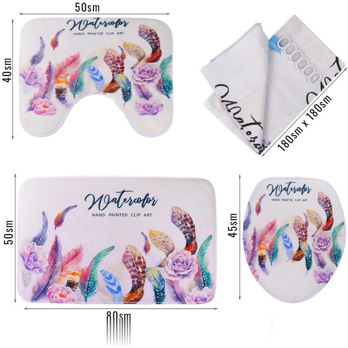 Sanuzel uchun gilamlar to'plami va vanna parda