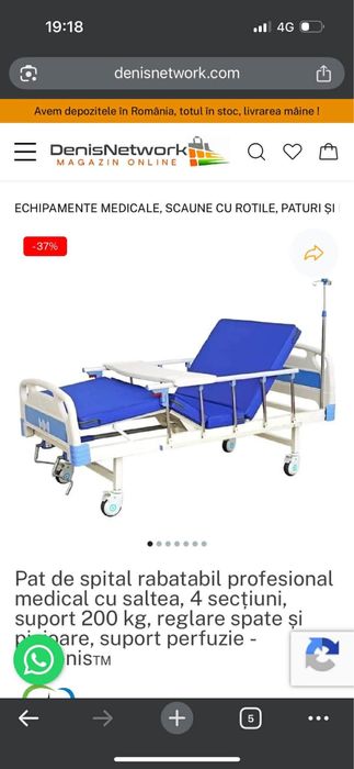 Pat rabatabil pentru persoane cu dizabilitati