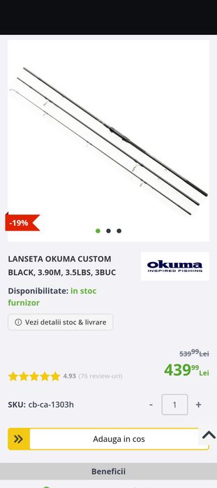 Set 2 lansete si mulinete okuma custom black de crap