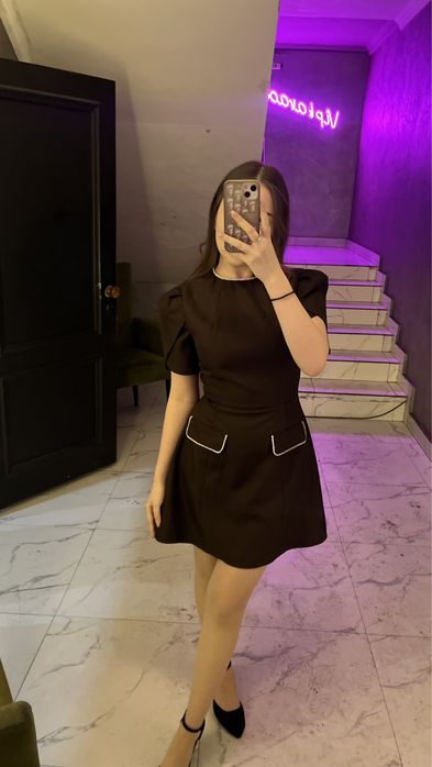 платье мини в коричневом цвете