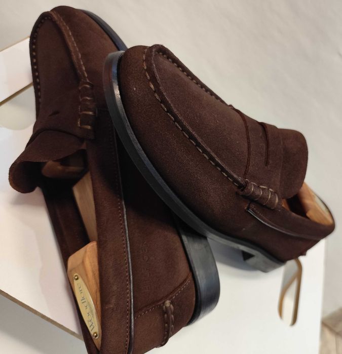Pantofi loafer penny 41 premiun Tommy Hilfiger piele naturala suede moale maro