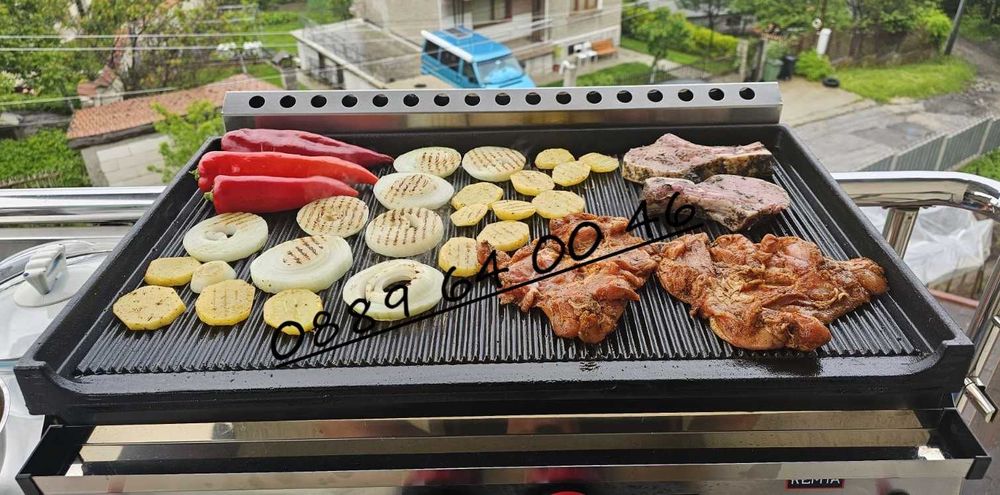 Газова скара чугунена плоча Оребрена 70х52см (5,8 kW) Газова защита+CE