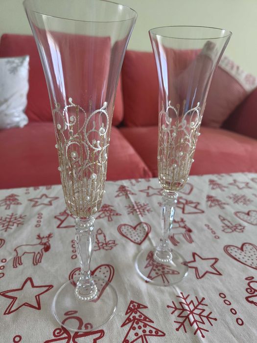 Кристални сватбени чаши за шампанско