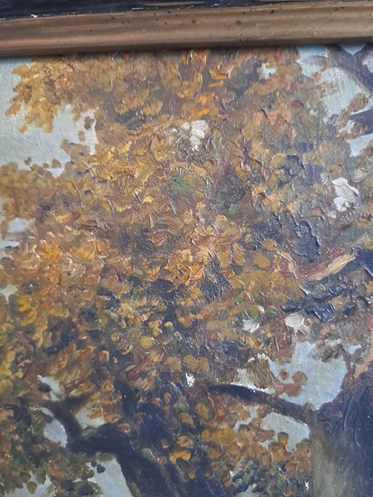 tablou vechi pictura pe panza 31/38 cm semnat datat 1919