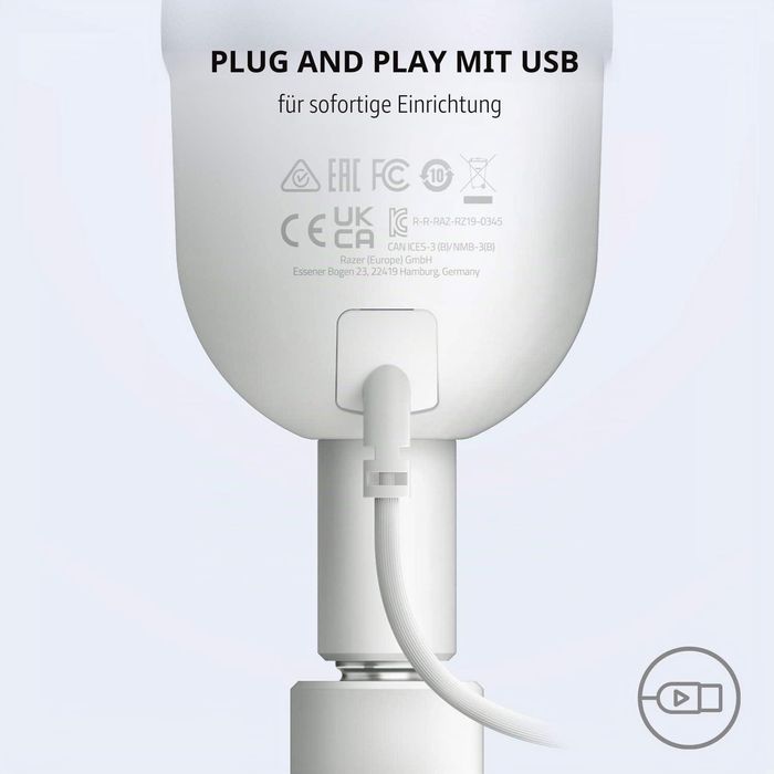 Microfon gaming Razer Seiren Mini, Alb mercury,sigilat