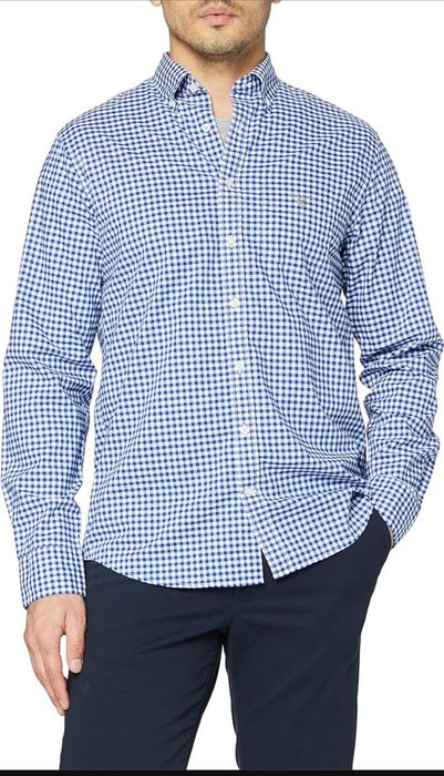 Cămașă GANT mânecă lungă din bumbac,măsura XL,college blue,super preț!