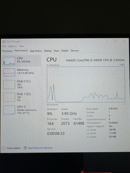 PC Gaming i5 9400f, GTX 1660 super 6Gb, 8GB RAM