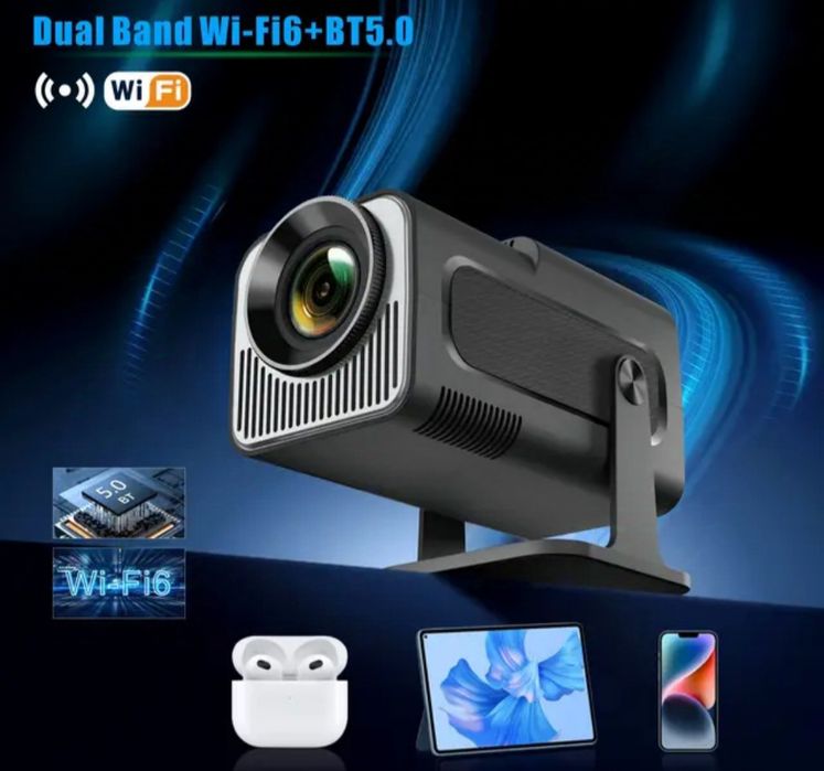 Proiector 4K Android 11 Mini 720P 250ANSI-Real Wifi6 BT5.0