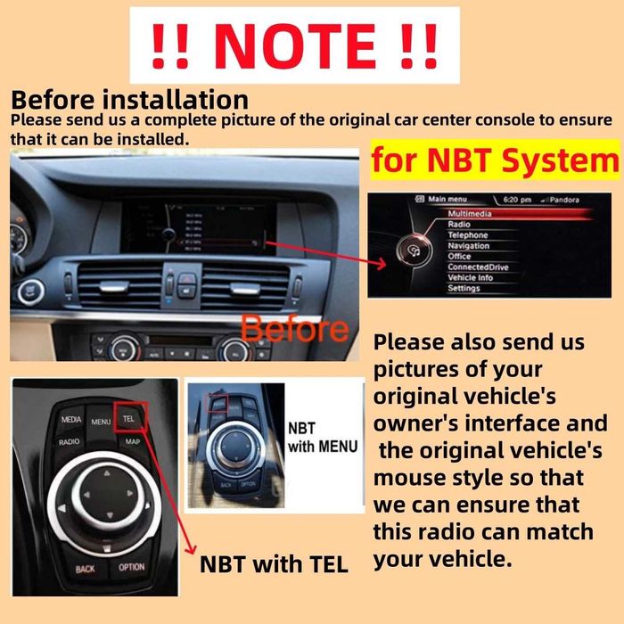 Мултимедия за BMW X3 X4 NBT F25 F26 Android навигация екран дисплей