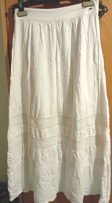 Дълга бяла лятна пола XS