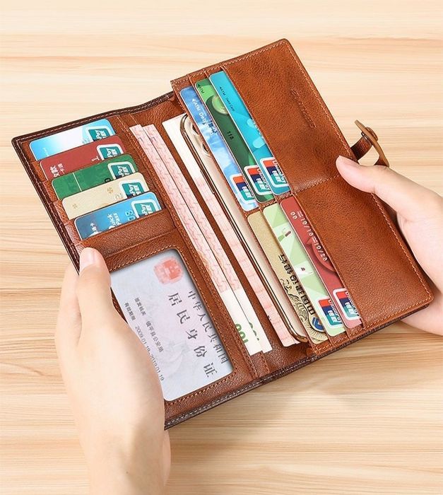 Женский мужской кошелёк из 100% натуральной кожи быка  бумажник портмо