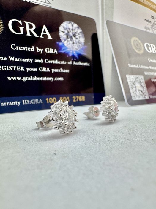 Сребърни обеци с мойсанит (диамант) 0.5 карата