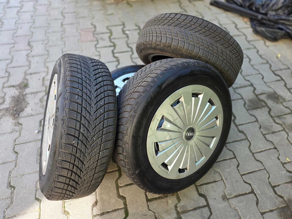 set jante aliaj r16 cu capace plastic, vw audi seat skoda 205/60/16