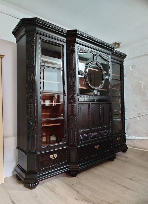 REDUCERE - Bibliotecă /Vitrina veche din lemn de stejar