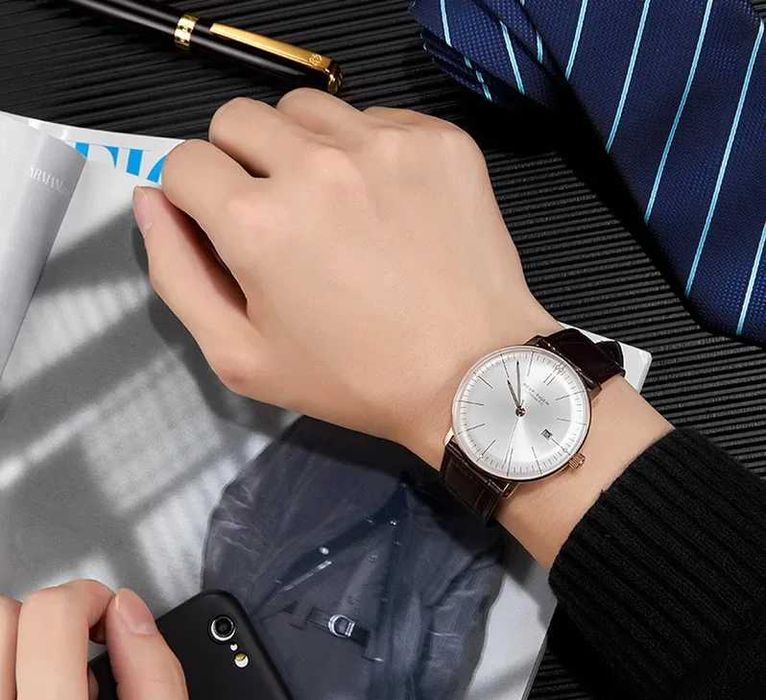 Reef Tiger Automatic Dress Watch Ultrathin Mechanical Convex Lens 42mm