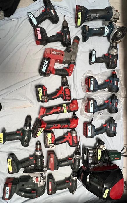Lot scule profesionale acumulator Bosch / Milwaukee / Metabo + mască s