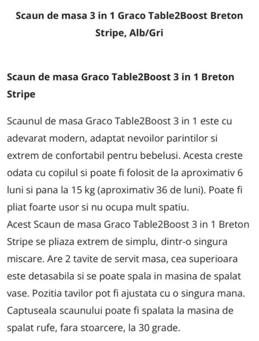 Scaun de masa pentru copii Graco Table2Boost