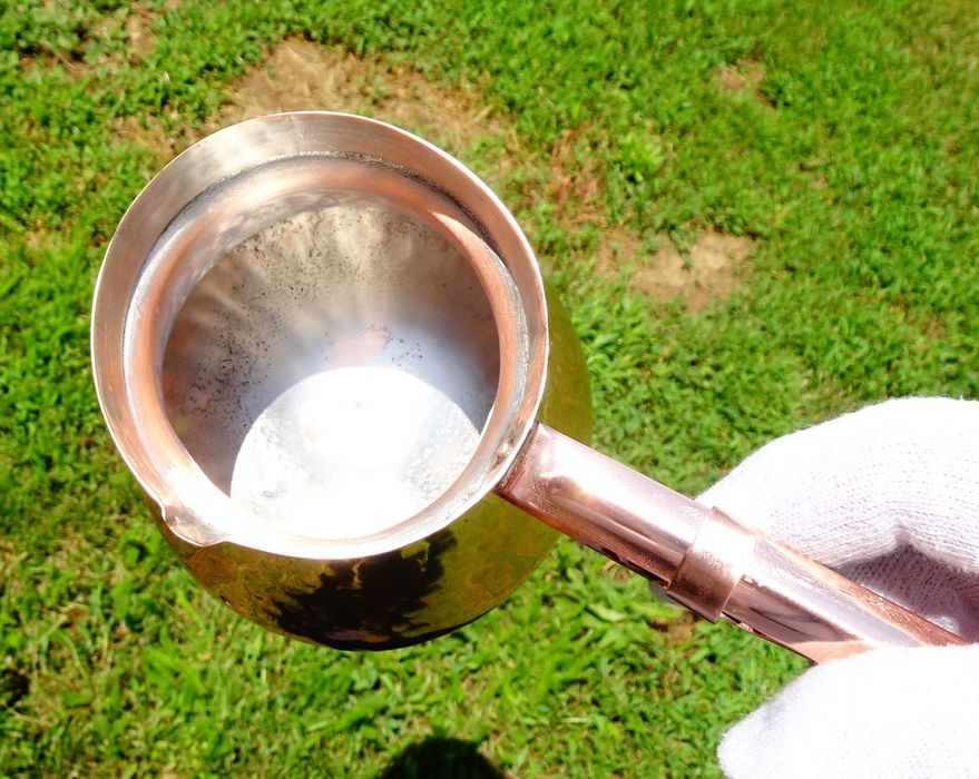 Медно джезве 650 мл.,дълга медна дръжка.