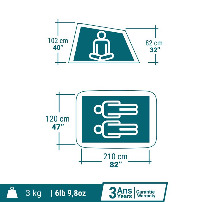 Cort de camping instant 2 locuri, 2 - produs resigilat Decathlon