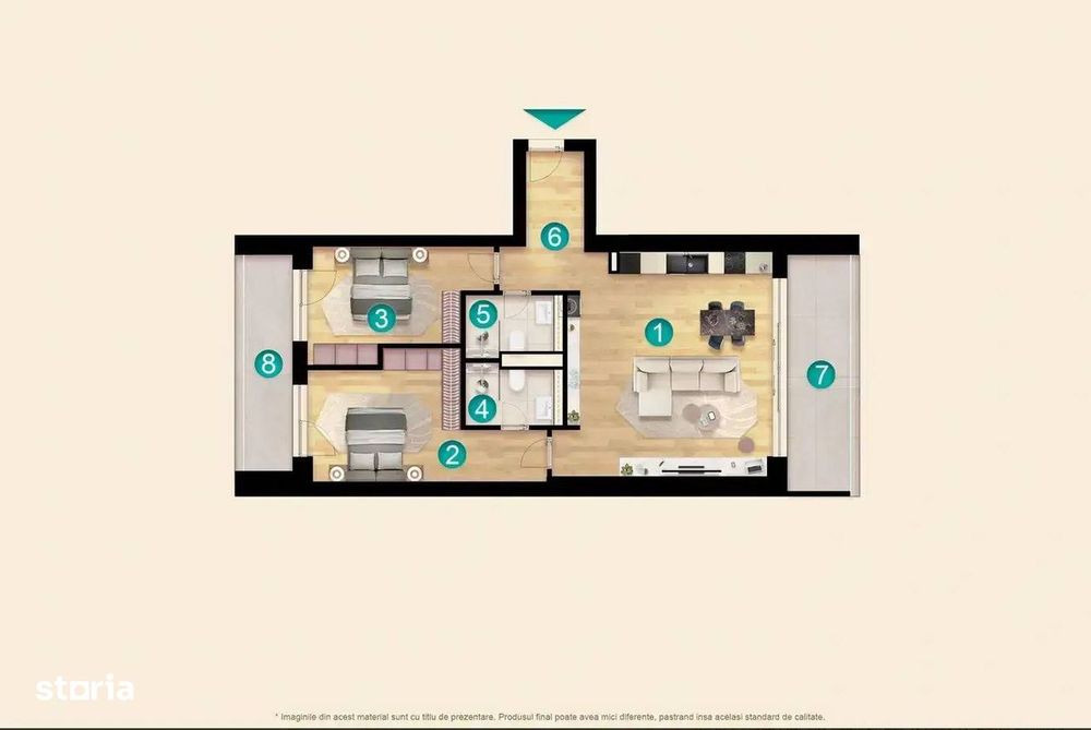 Apartament 3 camere: Tipologie 3H