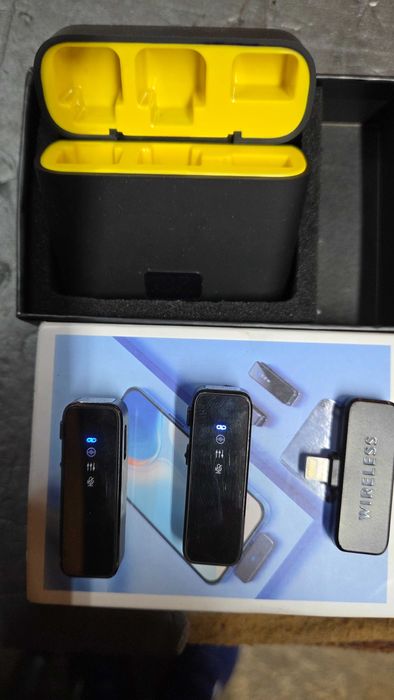 Set 2 microfoane lavaliera wireless pentru telefon