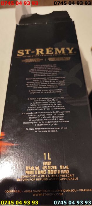 ambalaj cutie si sticla goala ST. REMY X.O