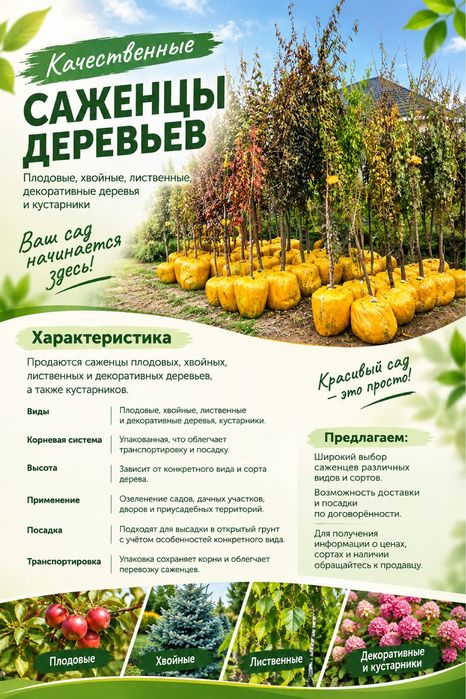 Продается саженцы деревьев