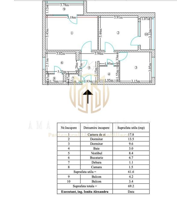 Apartament 3 Camere decomandat in Rahova 95000eur