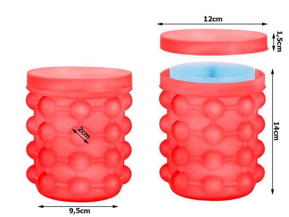 Galeata silicon pentru gheata 2 in 1 forma cuburi si frapiera bauturi