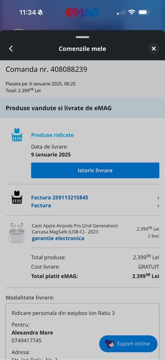 Vând Apple AirPods Pro 2 (USB-C, 2023) – 850 lei