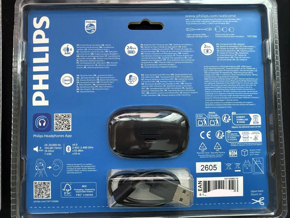 OKAZIE - Pachet [4 + 2 GRATIS] Casti Wireless ORIGINALE PHILIPS cu Anulare Zgomot, Extra BASS, Mod Transparenta  Premium CADOU Ideal