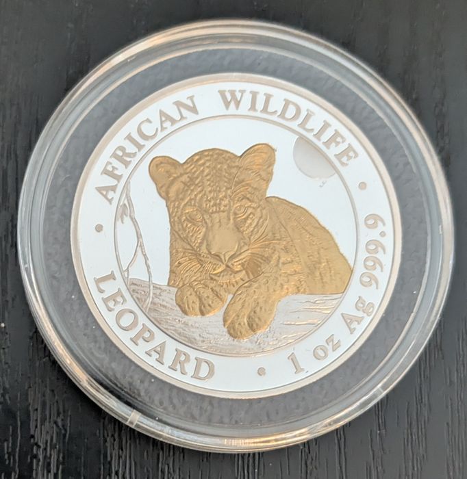 Elefant /Leopard moneda argint aurit 1 oz