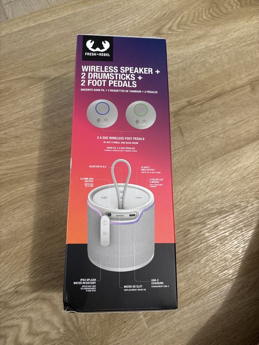 Set Tobe Virtuale Fresh 'n Rebel Air Drums cu Boxă Bluetooth, 2 Bățuri și 2 Pedale