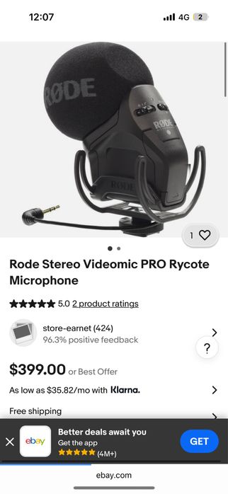 Rode Stereo Videomic PRO Rycote Microphone