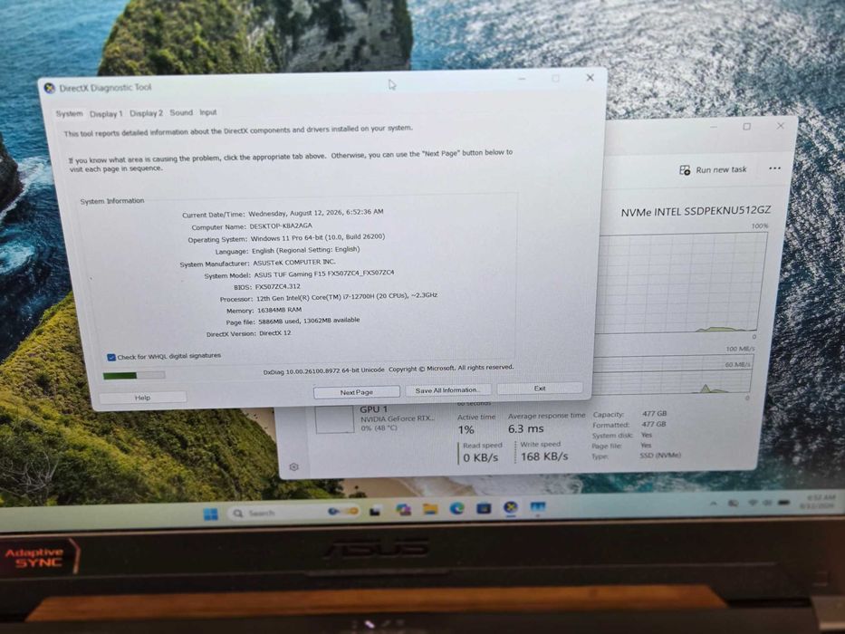 Hope Amanet P10/Laptop ASUS TUF Gaming I7 12th  RTX 3050  16GB RAM