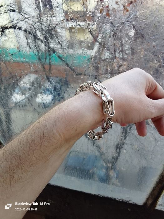 Сребърна Гривна Кралска Плетка-32грама.