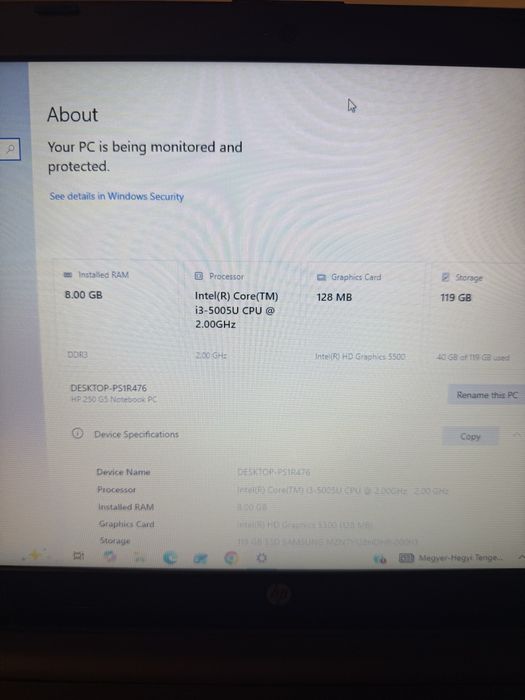 Laptop HP 250 G5 | Intel Core i3-5005U | 8GB RAM | SSD 120GB | Windows 10