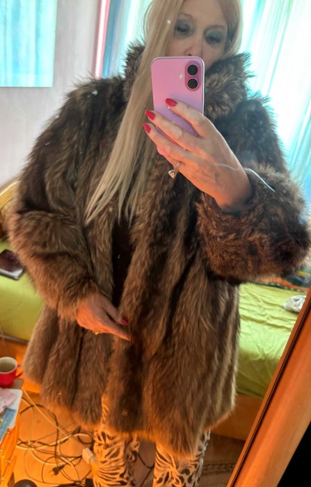 кожено палто от ракун размер large
