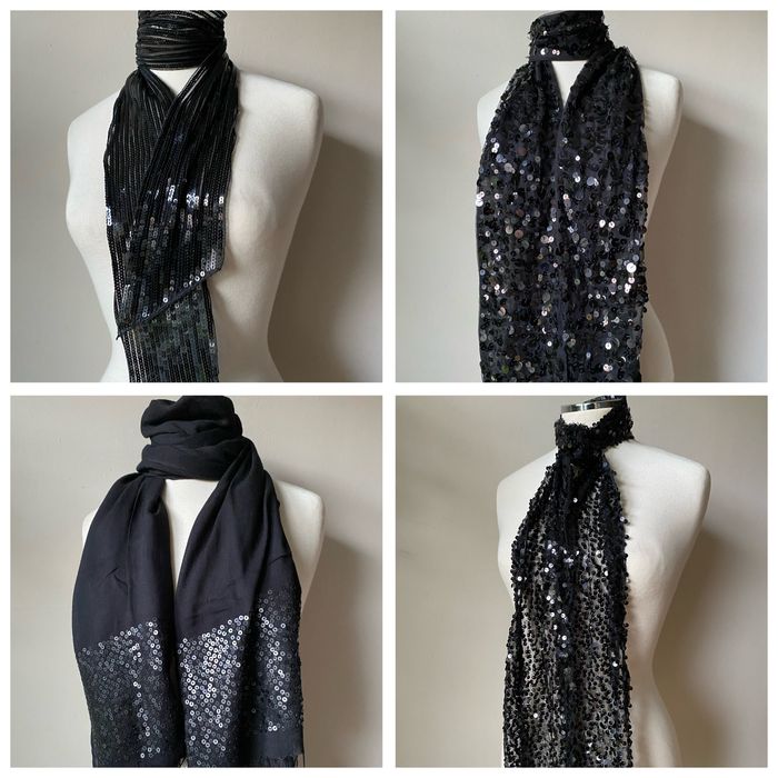 Черен шал от коприна, алпака, пашмина, кашмир, вълна/ различни видове