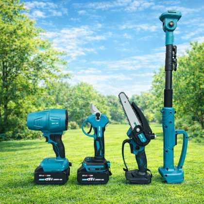 Акумулаторен комплект 4в1 KraftRoyal Лозарска ножица, Верижен трион , Духалка и Телескопичен прът