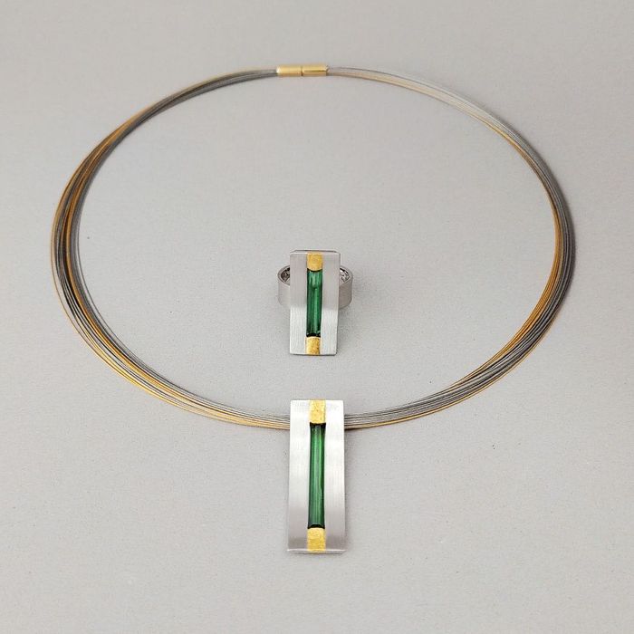 set designer Germania, platina, aur 18k, turmaline