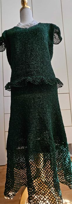 Costum bluza/fusta handmade din lurex